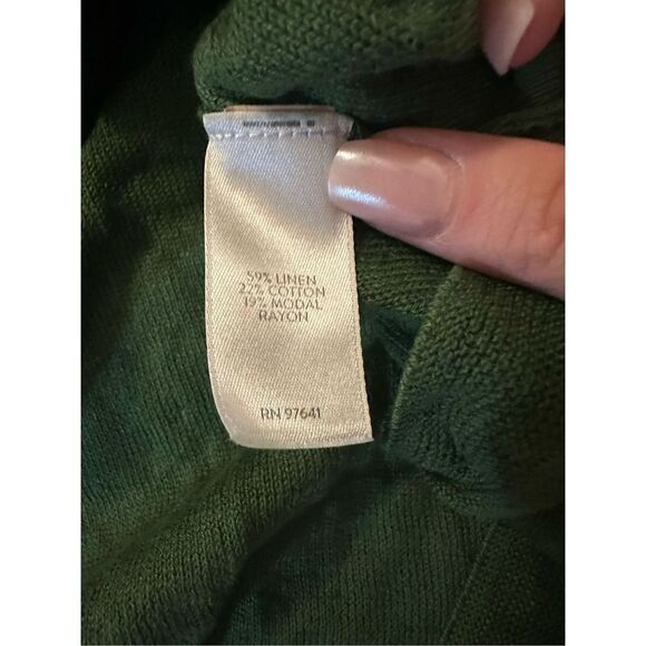 J. Jill Womens Sweater Soft Knit Hi Low Quarter Sleeve Linen Army Green small - Picture 6 of 8